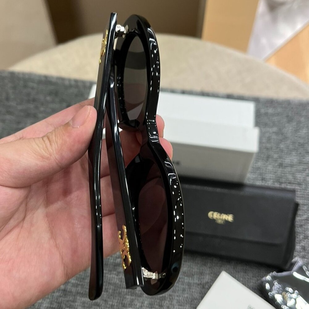 Celine Triomphe Oval Black Sunglasses - Picture 3 of 6